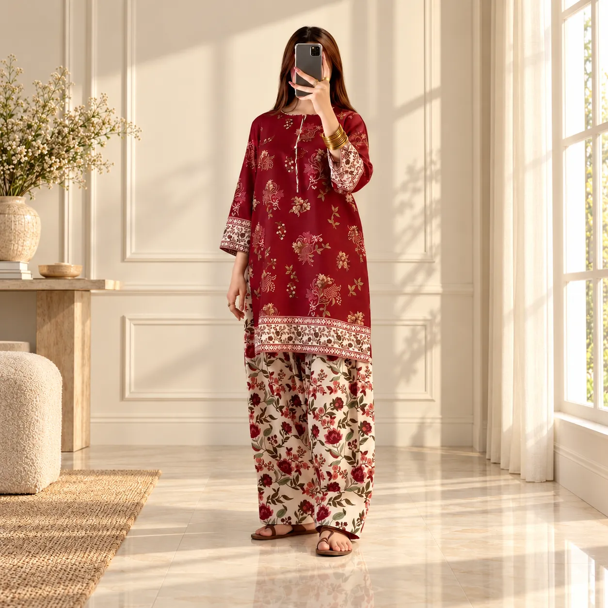 Gulruba Crimson Three Piece - Image 9