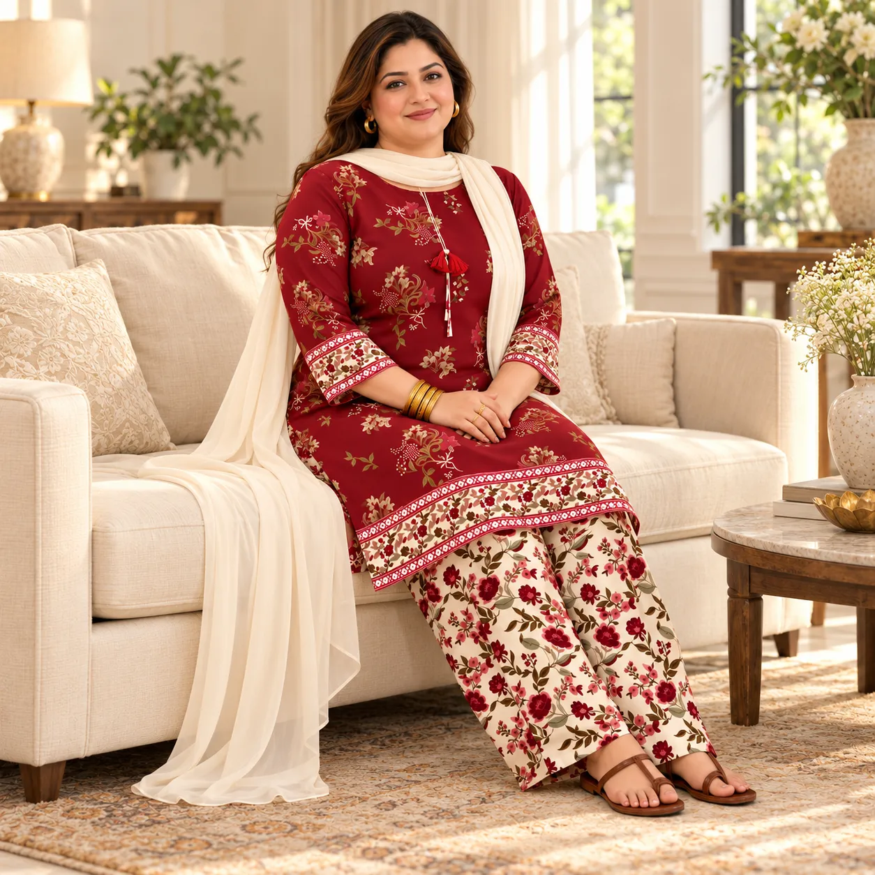 Gulruba Crimson Three Piece - Image 6