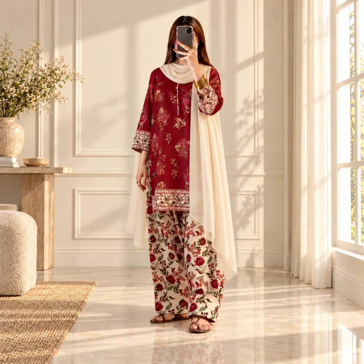Gulruba Crimson Three Piece - Image 10