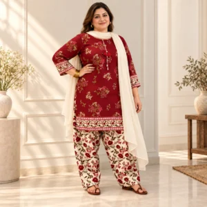 Gulruba Crimson Three Piece